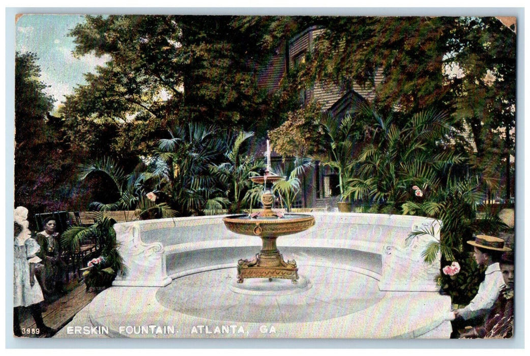 1908 Erskin Fountain Atlanta Georgia GA Antique Adolph Selige Postcard
