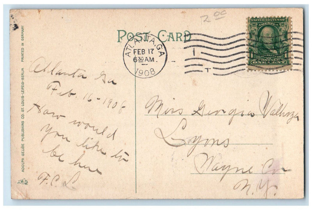 1908 Erskin Fountain Atlanta Georgia GA Antique Adolph Selige Postcard