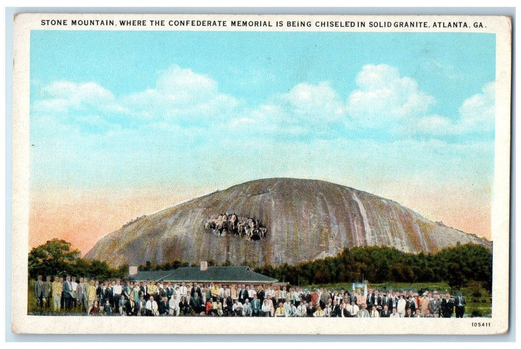 c1930's Stone Mountain Confederate Memorial In Solid Granite GA Postcard
