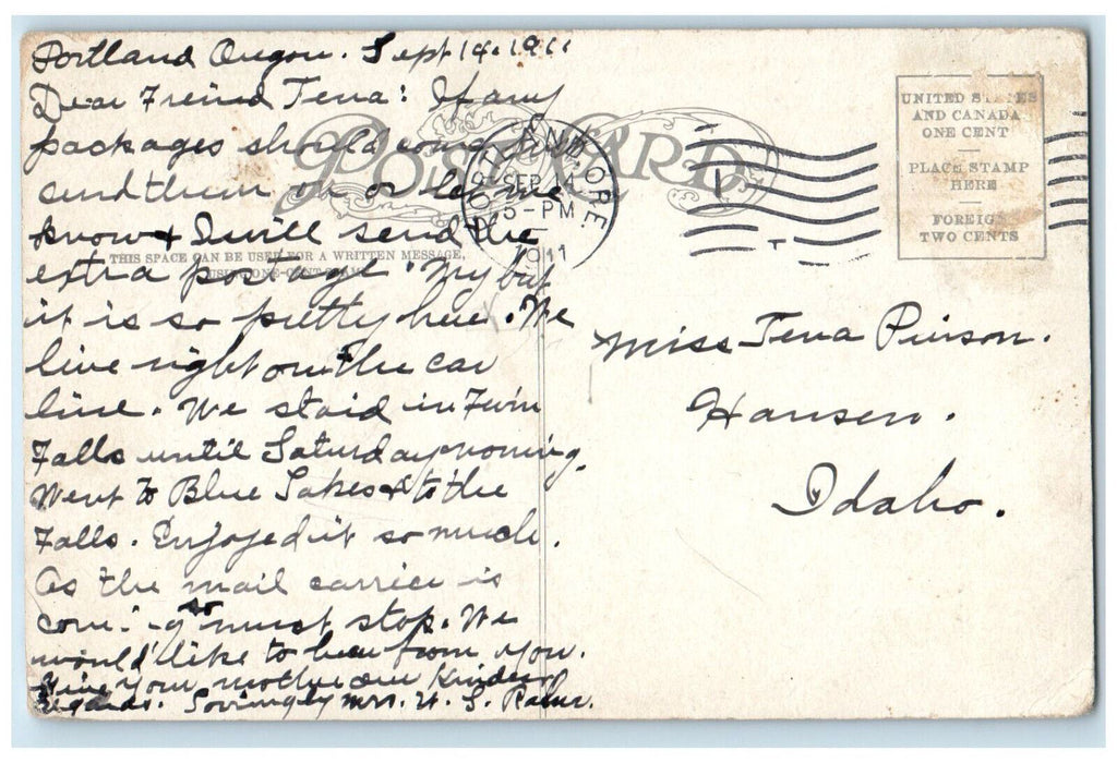 1911 North Bank Bridge Over Columbia River Portland Oregon OR Antique Postcard