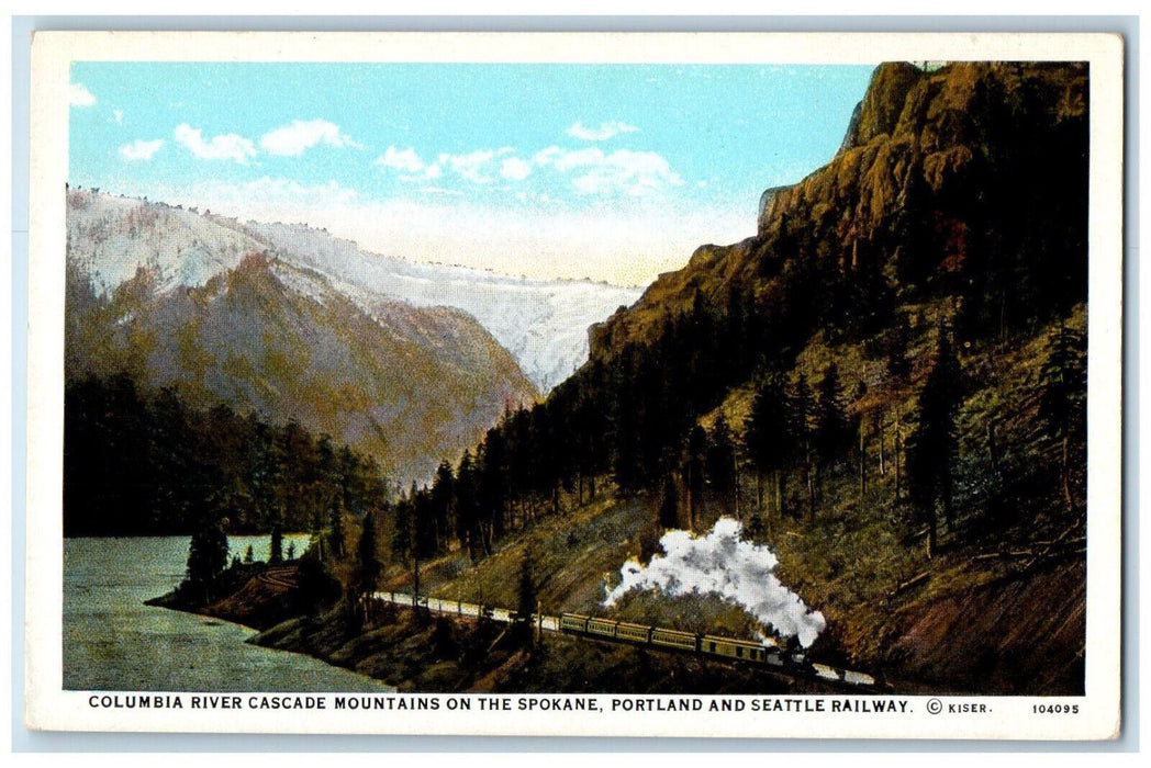 Columbia River Cascade Mountains On Spokane Portland & Seattle Railway Postcard