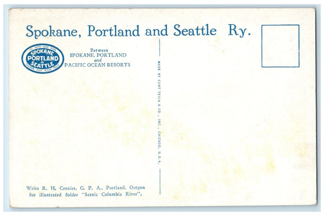 Columbia River Cascade Mountains On Spokane Portland & Seattle Railway Postcard
