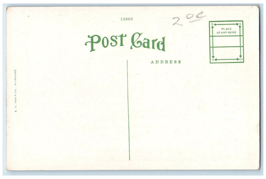 c1930's Broad Street at Jackson Augusta Georgia GA Trolley Car Building Postcard