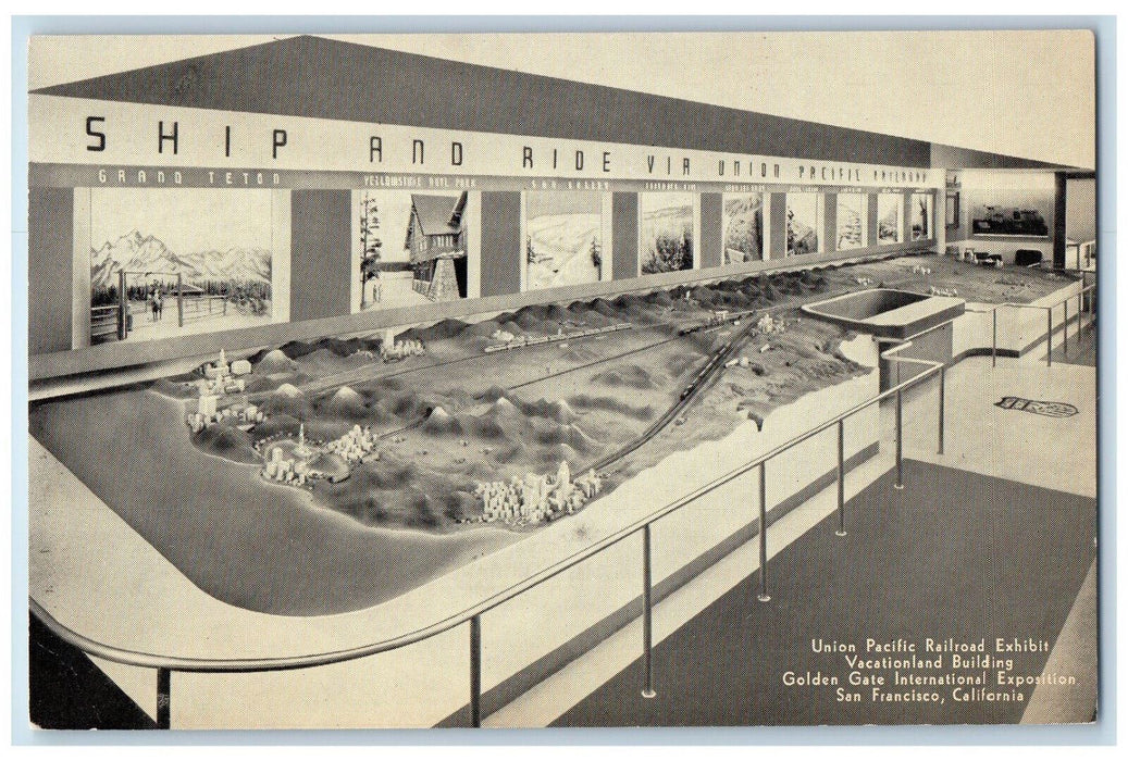 Union Pacific Railroad Exhibit Vacationland Building San Francisco CA Postcard