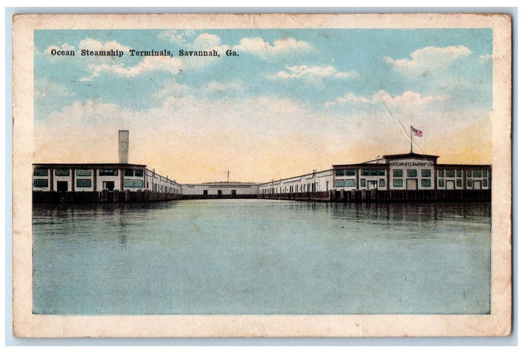 1918 Ocean Steamship Terminals Savannah Georgia GA Antique Posted Postcard