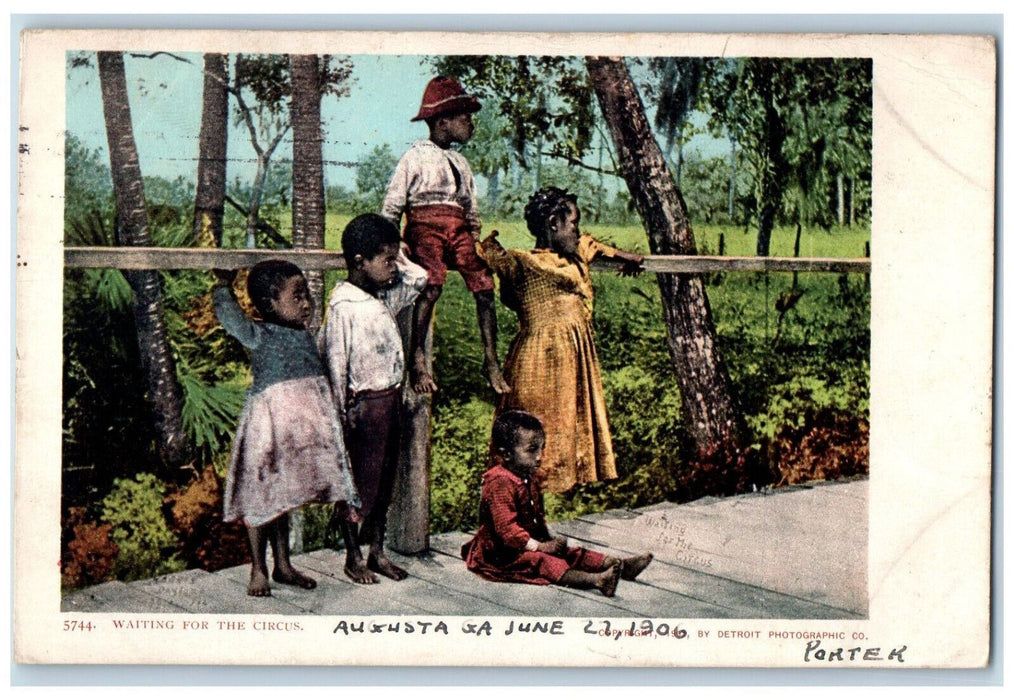 1906 5 Kids Waiting for the Circus Augusta Georgia GA Antique Postcard