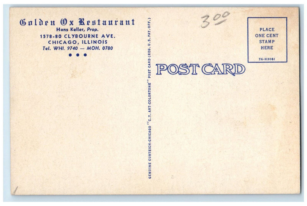 View Of The Golden Ox Restaurant Chicago Illinois IL Multiview Vintage Postcard