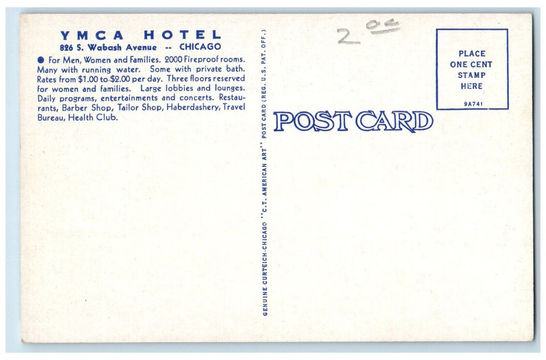 Oriole Room The Cafeteria Y.M.C.A Hotel Chicago Illinois IL Dual View Postcard