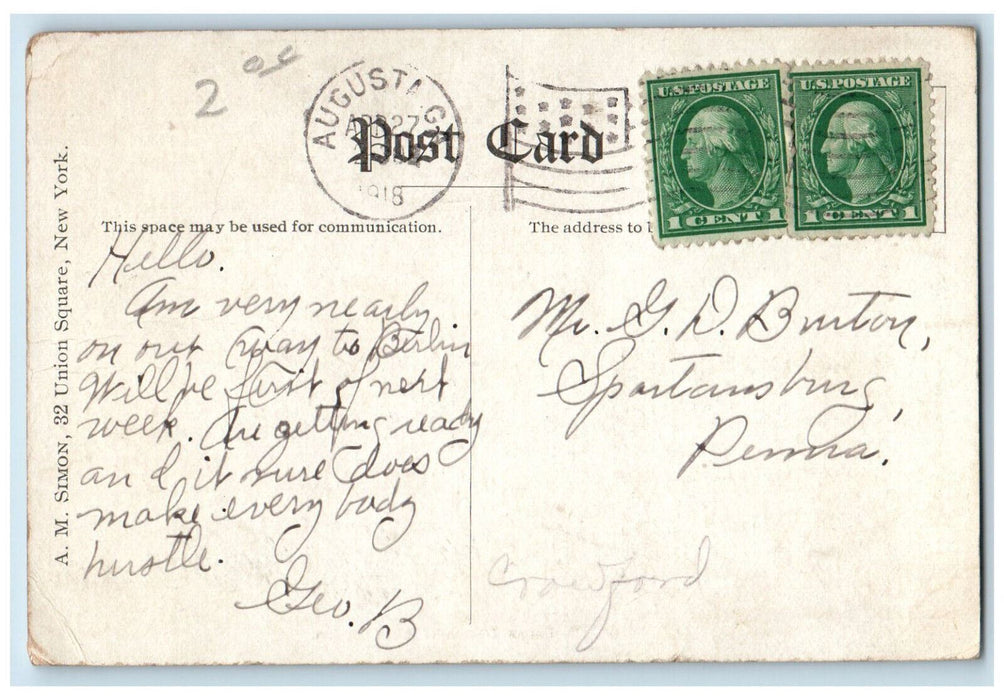 1918 Army Scene Airing Out Camp Hancock Augusta Georgia GA Antique Postcard