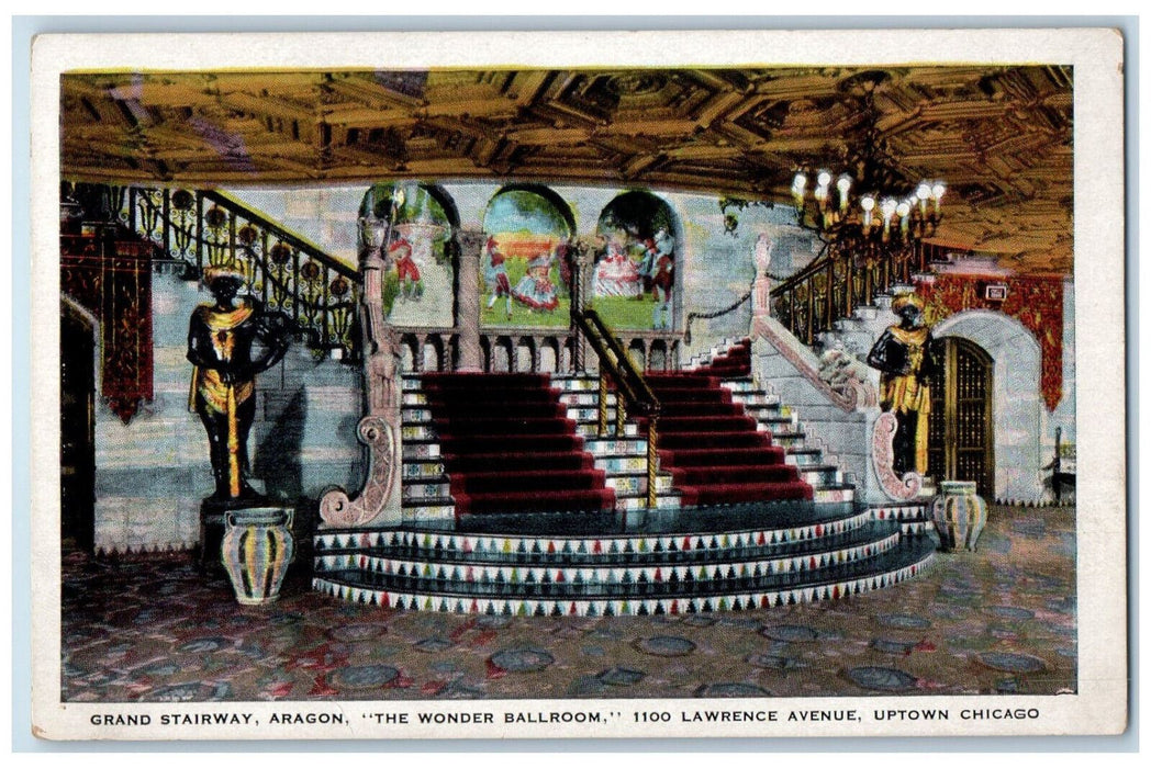 Grand Stairway Aragon The Wonder Ballroom Uptown Chicago Illinois IL Postcard