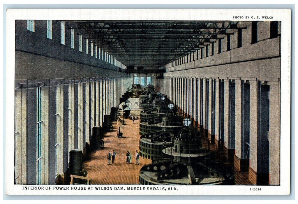 c1920's Interior of Power House at Wilson Dam Muscle Shoals Alabama AL Postcard