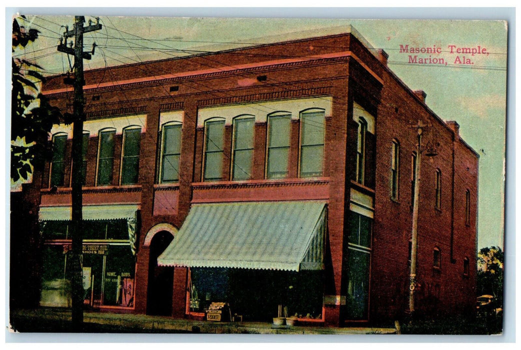 c1910 Masonic Temple Marion Alabama AL Antique Unposted JC Mickleboro Postcard