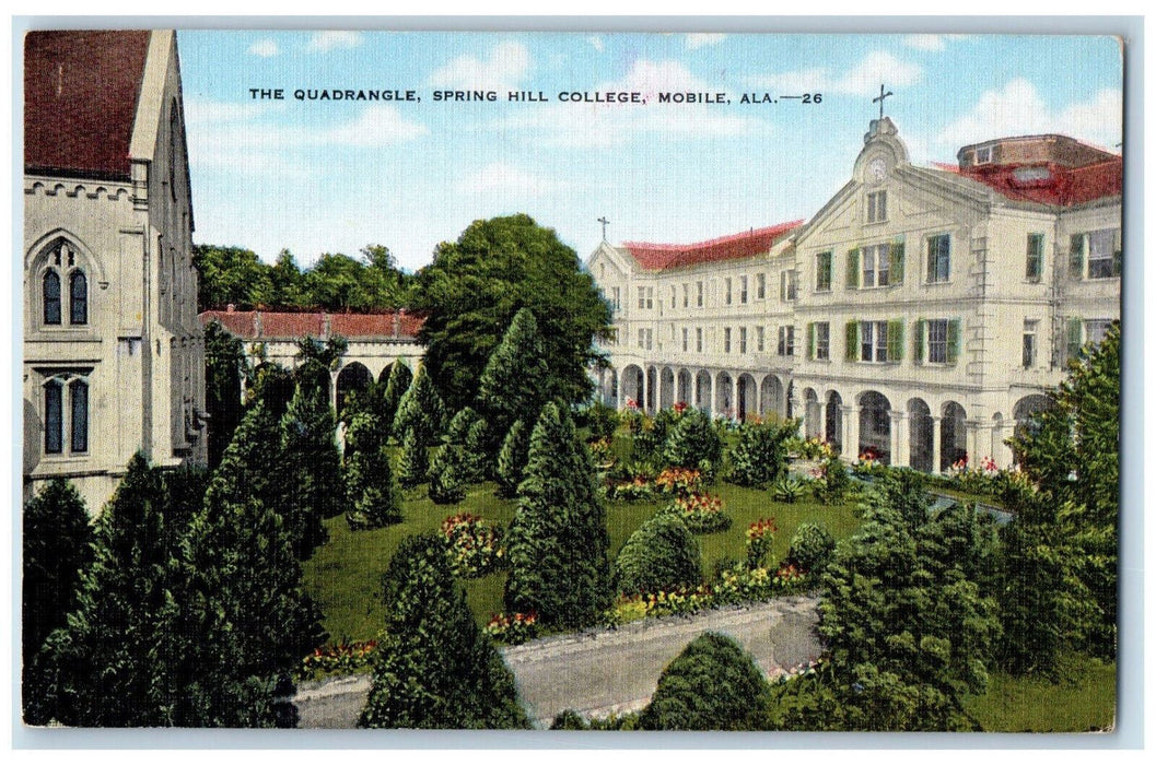 c1940's The Quadrangle Spring Hill College Mobile Alabama AL Vintage Postcard