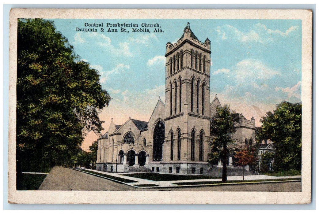 1923 Central Presbyterian Church Dauphin Street Mobile Alabama AL Postcard