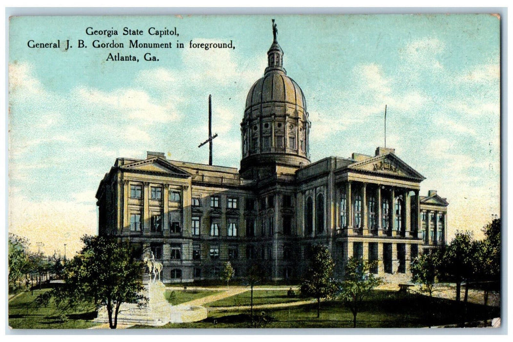 1910 Georgia State Capitol General JB Gordon Monument Atlanta GA Postcard