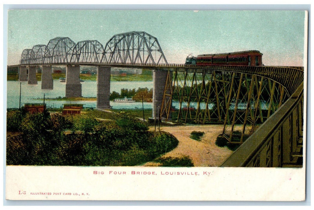 c1905 Big Four Bridge Louisville Kentucky KY Trolley Car Antique Postcard