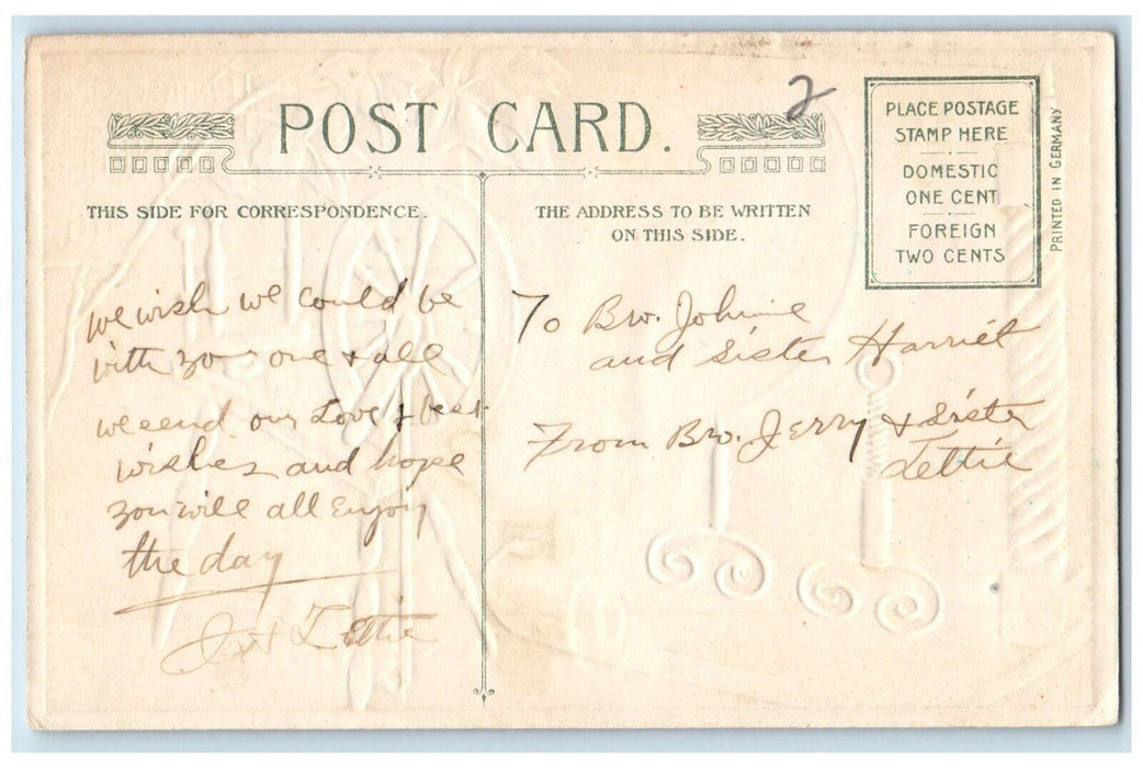 c1910's Thanksgiving Greetings Spinning Wheel John Winsch Artist Signed Postcard