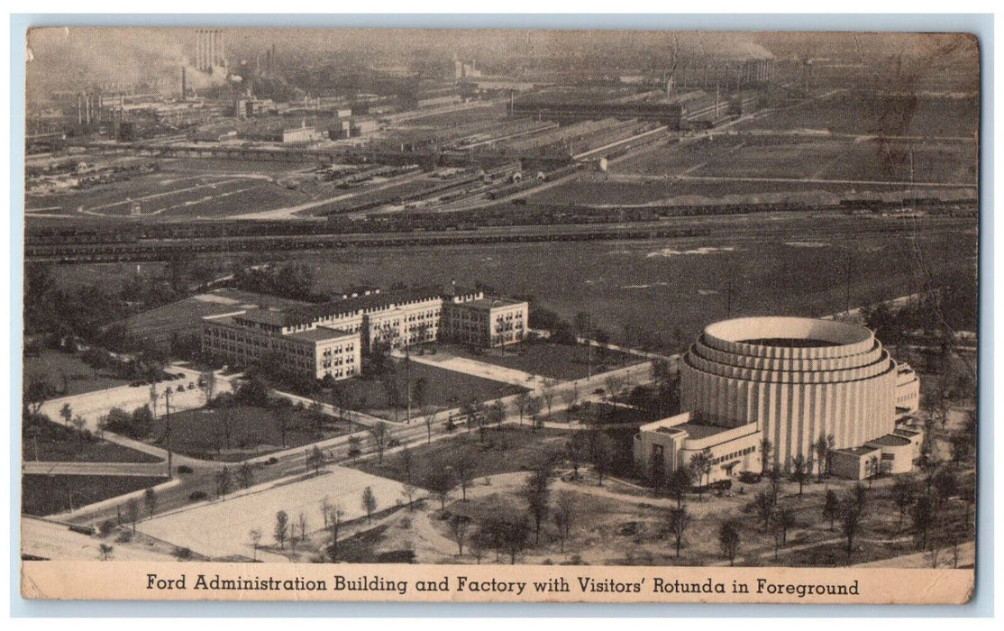 c1940's Ford Administration Bldg. Factory with Visitors Rotunda Postcard