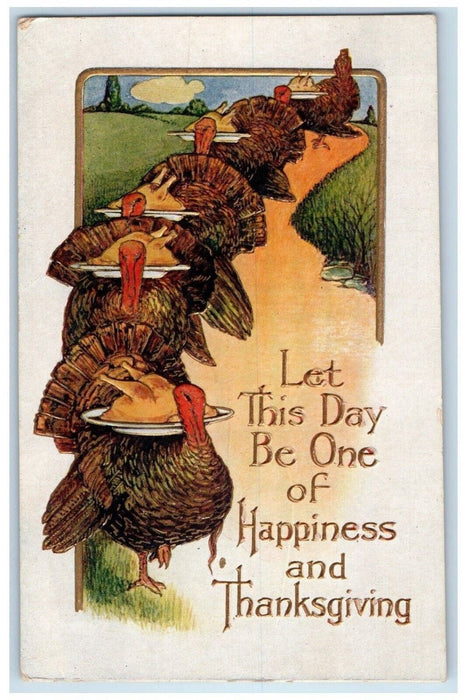 1908 Thanksgiving Day Turkey Delivering Fried Turkey South Bethlehem PA Postcard