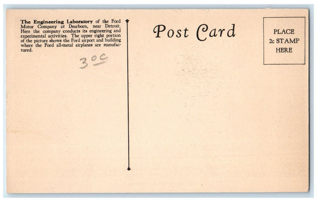 1927 Ford Motor Company Engineering Laboratory Dearborn Michigan MI Postcard