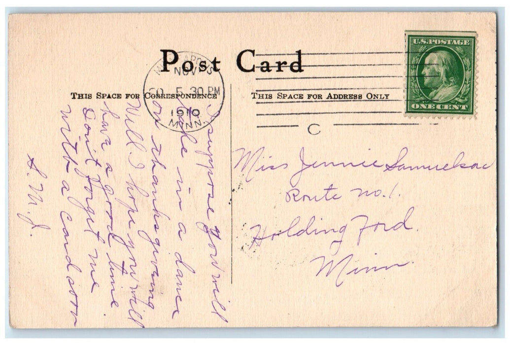 1910 Thanksgiving Greetings Pretty Woman Fruits Minneapolis MN Antique Postcard