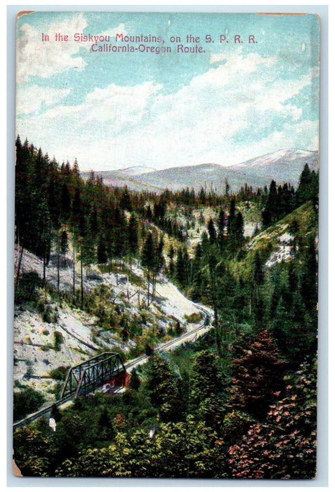 c1910 Siskyou Mountains Rock Bridge Trees SPRR California Oregon Route Postcard