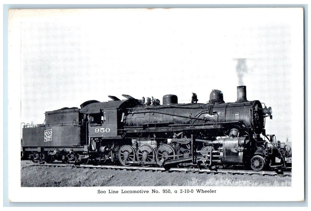 c1940 Soo Line Locomotive 950 Wheeler Vauclain Baldwin Rail California Postcard