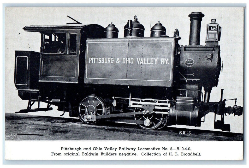 1940 Pittsburgh Ohio Valley Railway Locomotive Baldwin Builder Negative Postcard