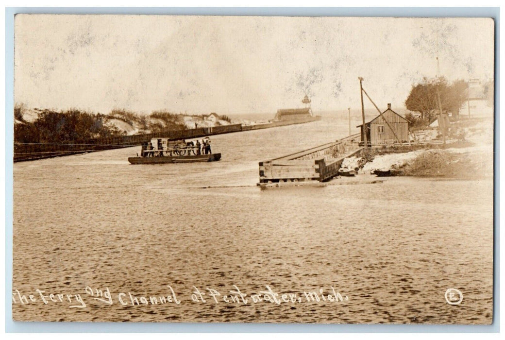 c1910's Ferry And Channel At Pentwater Michigan MI RPPC Photo Unposted Postcard