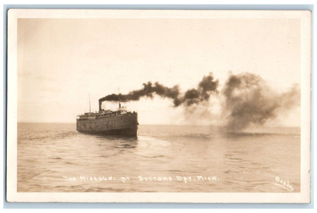 c1910 The Missouri Steamer Ship Suttons Bay Michigan MI RPPC Photo Postcard