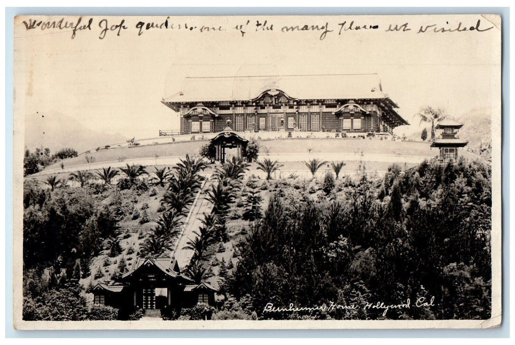 1923 Bernheimer Japanese House Hollywood Los Angeles CA RPPC Photo Postcard