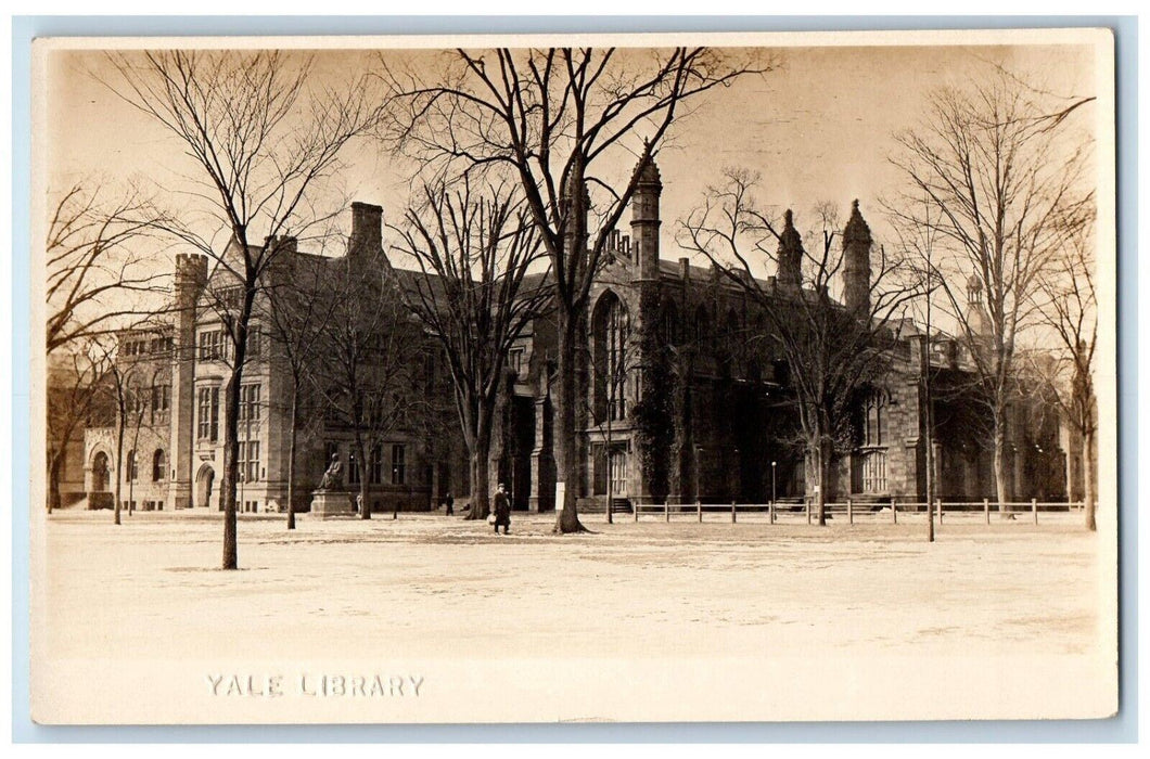 c1910's Yale University Library New Haven Connecticut CT RPPC Photo Postcard