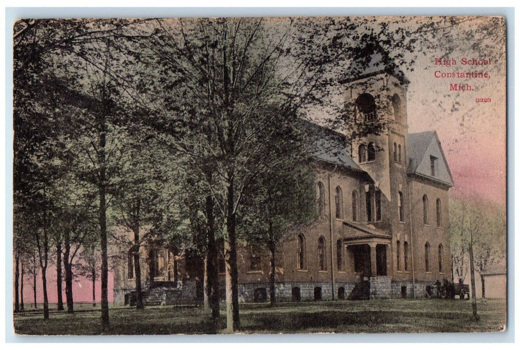 c1910 High School Constantine Michigan MI Unposted Antique Postcard