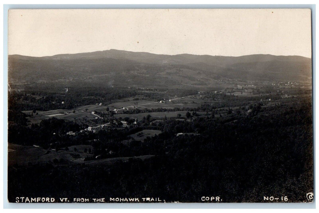 c1910's Birds Eye View From The Mohawk Trail Stamford VT RPPC Photo Postcard