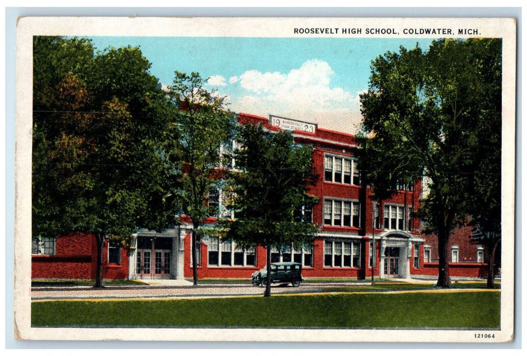 1933 Roosevelt High School Coldwater Michigan MI Vintage Posted Postcard