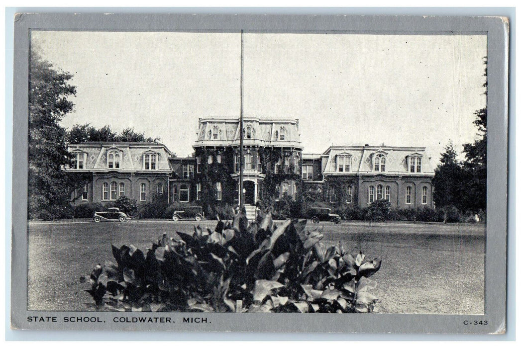 c1940's State School Coldwater Michigan MI Posted Clear View Postcard
