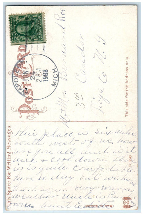 1908 Pleasant View Boating Clark's Lake Michigan MI Napoleon MI Postcard