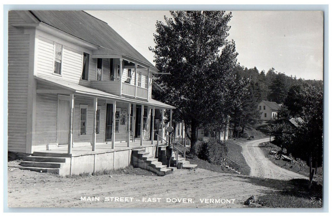 c1950's Main Street East Dover Vermont VT, House Dirt Road RPPC Photo Postcard