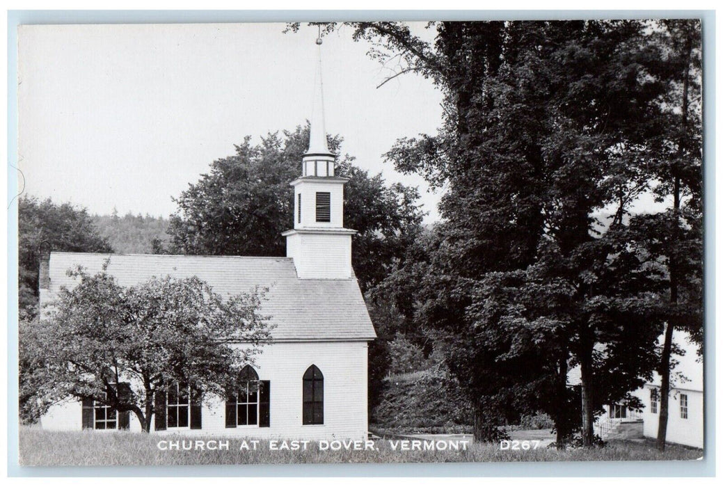 c1940's View Of Church At East Dover Vermont VT RPPC Photo Vintage Postcard