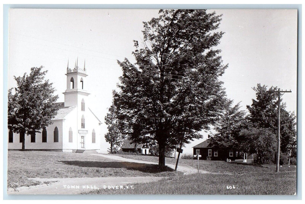 c1940's Town Hall Building Dover Vermont VT RPPC Photo Unposted Vintage Postcard