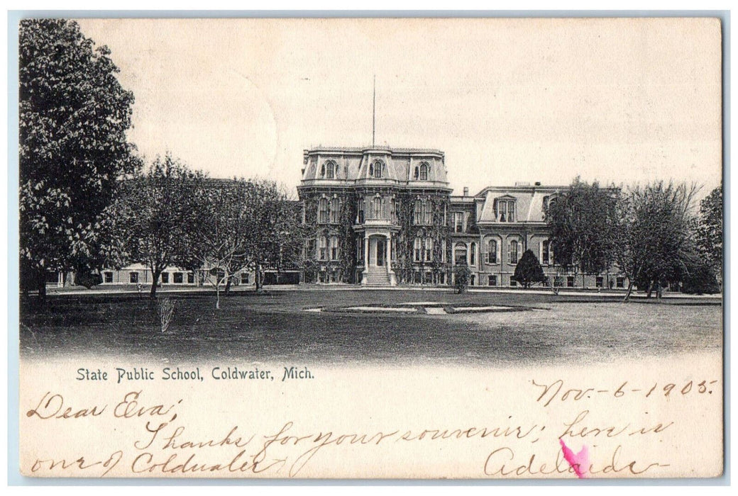 c1905 State Public School Coldwater Michigan MI Tekonsha MI Postcard