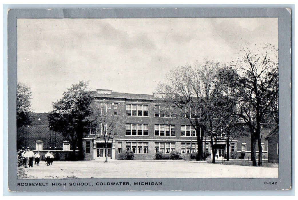 1953 Roosevelt High School Coldwater Michigan MI Mrs. C Seiler Stamp Postcard