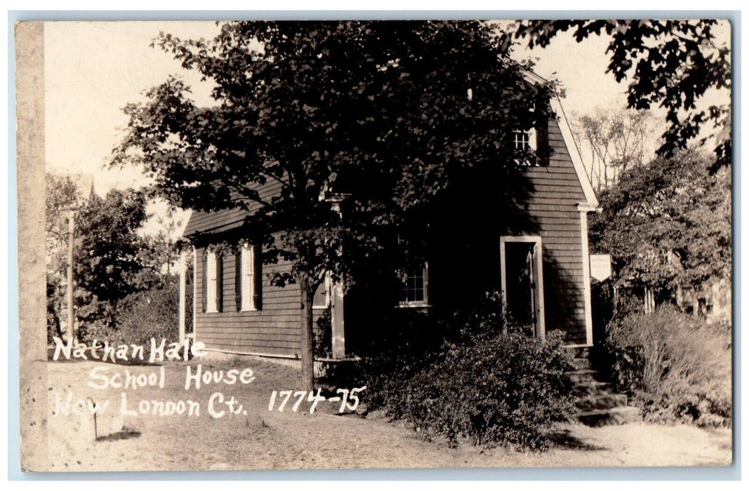 c1930's Nathan Hale School House New London Connecticut CT RPPC Photo Postcard