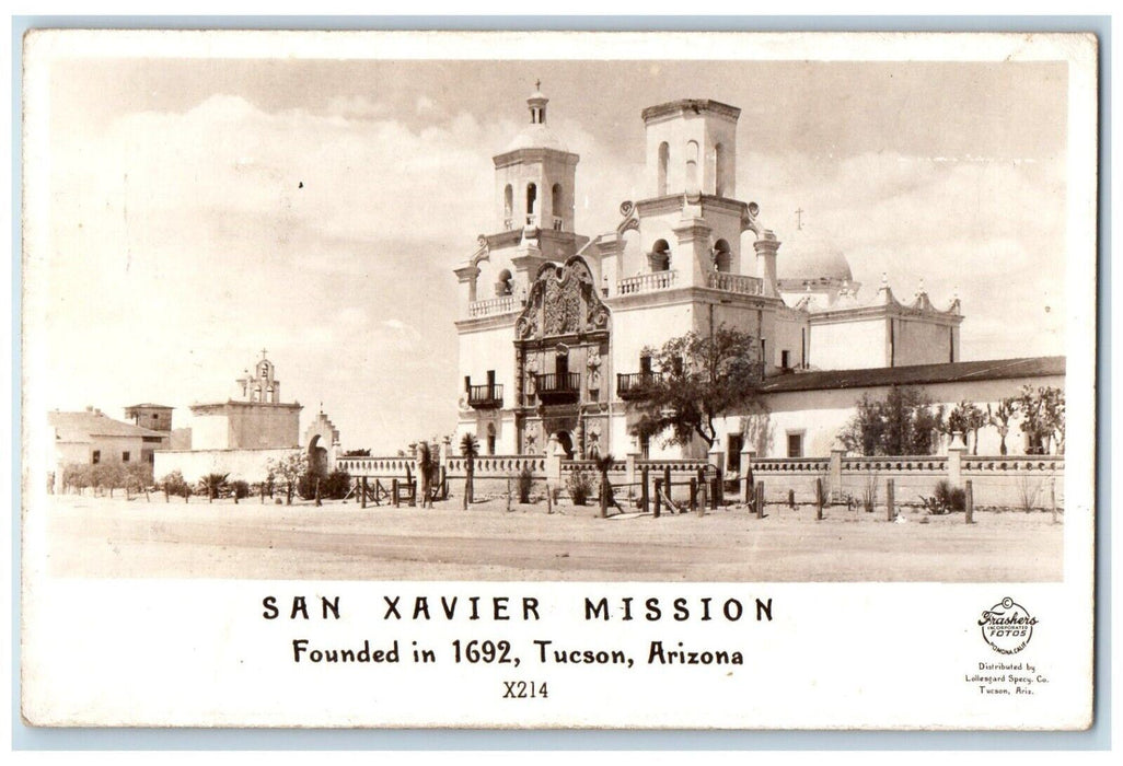 c1940's San Xavier Mission Street View Tucson Arizona AZ RPPC Photo Postcard