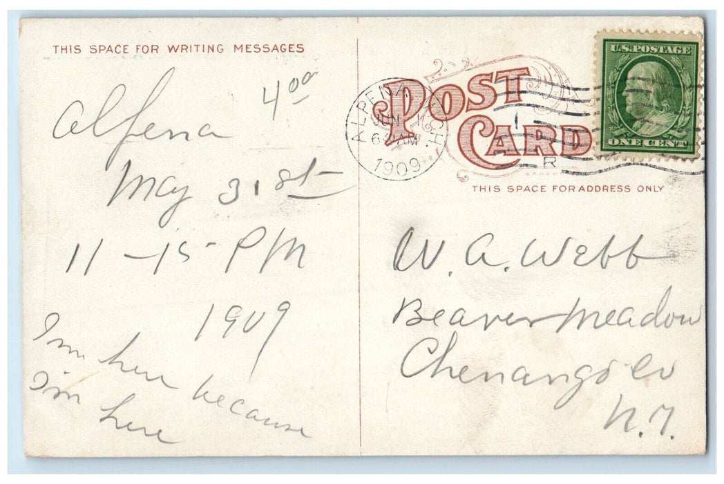1909 Stone Quarry Train Cart Railway Alpena Michigan MI Antique Postcard