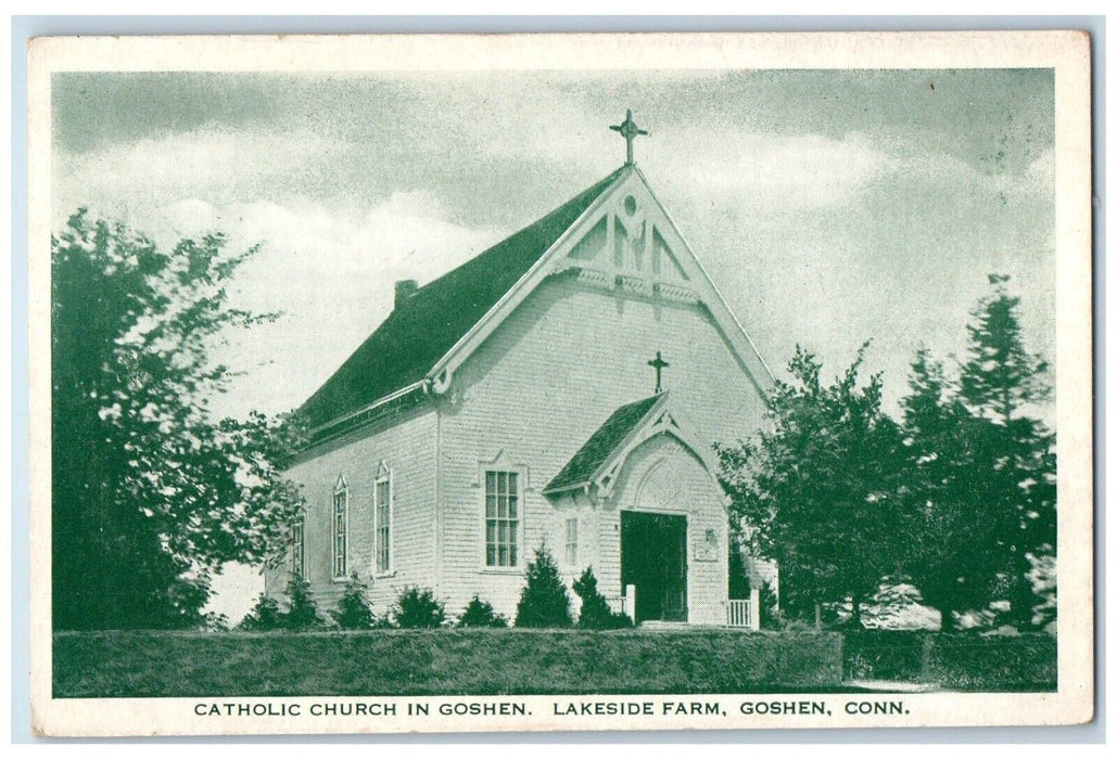 c1920 Catholic Church Goshen Lakeside Farm Exterior Goshen Connecticut Postcard