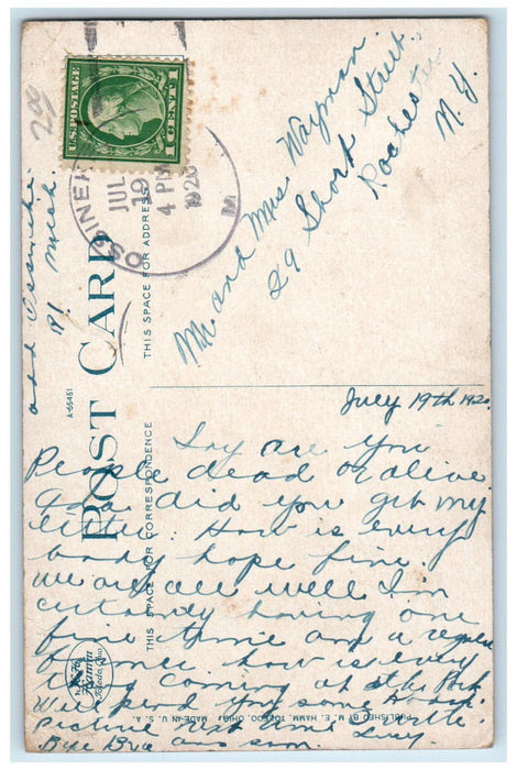 1920 Building of High School Alpena Michigan MI Vintage Posted Postcard