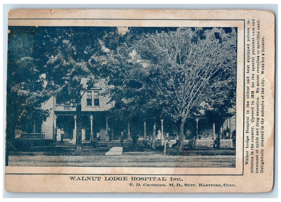 1908 Walnut Lodge Hospital Exterior Building Road Hartford Connecticut Postcard