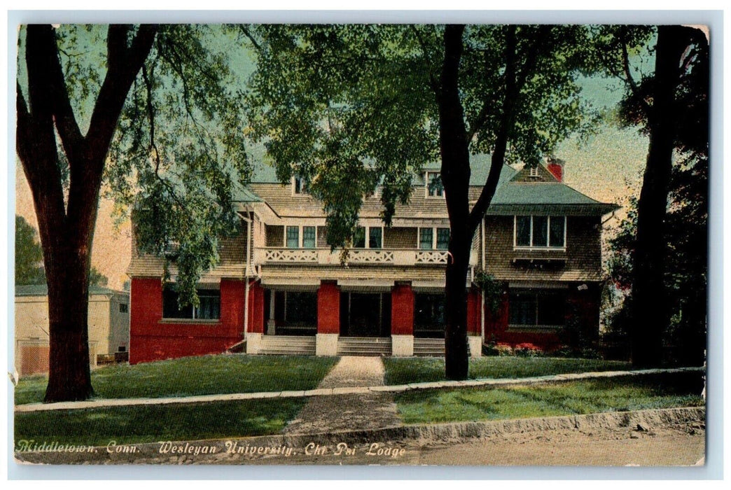c1910 Westeyan University Chi Pai Lodge Exterior Middletown Connecticut Postcard