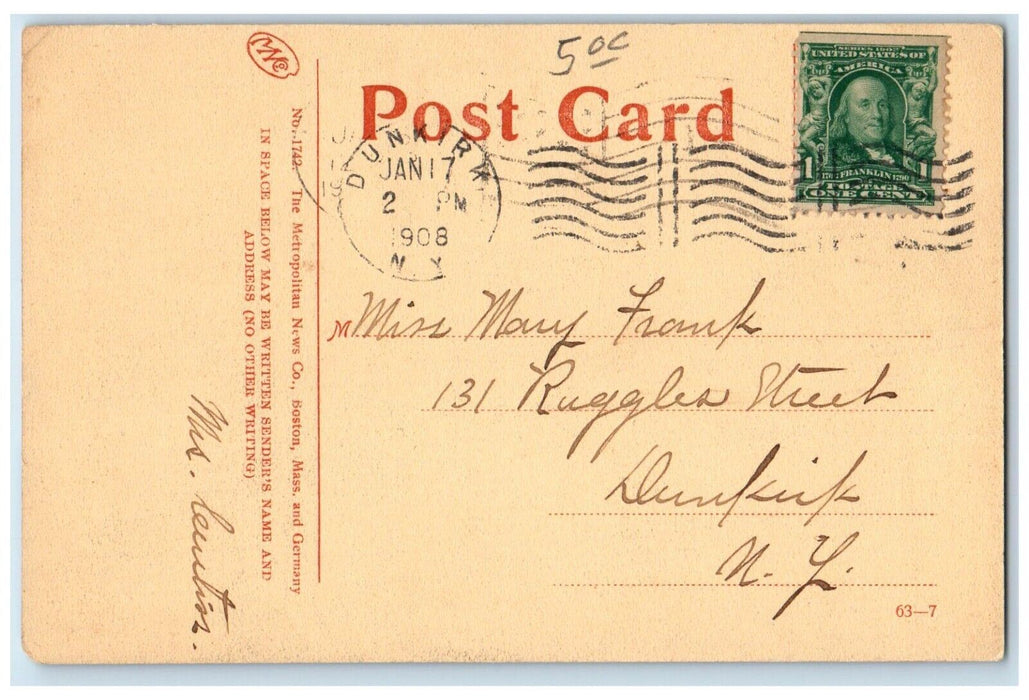 1908 Public Landing Steamer Cruise Ship New London Connecticut Vintage Postcard